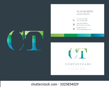 C & T  joint logo multi color letter design with business card template