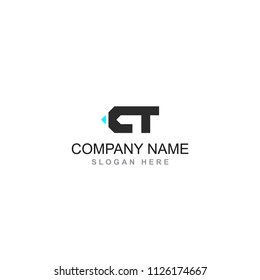c t letter alphabet pen pencil vector logo  design