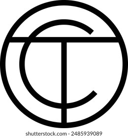 Logotipo C y T, utilizable para logotipos de marca y de negocios, Plantilla de diseño de logotipo plano