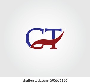 C and T Swoosh Initial Logo Vector