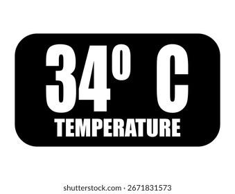 34° C. Temperatura graus celsius vetor isolado no fundo branco