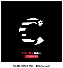 "C" Typographic Vector Icon Illustration