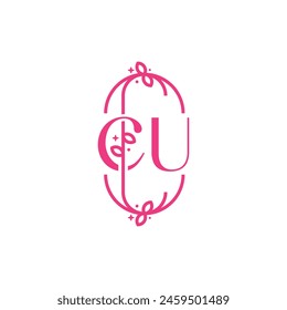 C U CU Beauty vector initial logo, handwriting logo of initial signature, wedding, fashion, jewelry, boutique, floral and botanical with creative template