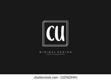 C U CU logo, Initial lettering handwriting or handwritten for identity. Logo with signature and hand drawn style.