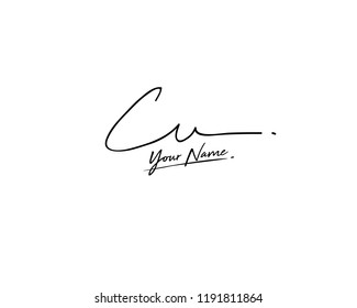 C U CU Signature initial logo template vector