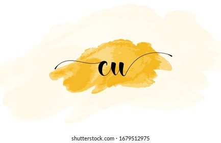 C U CU Signature initial logo template vector
