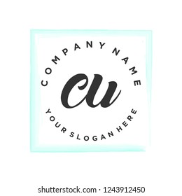 C U Initial handwriting logo vector