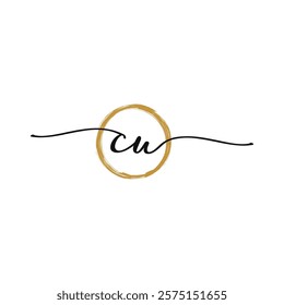 C U Initial Script Letter Beauty Logo Template