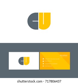 C U joint logo bold letter design with business card template