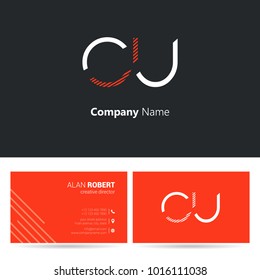 C & U joint logo letter design with business card template