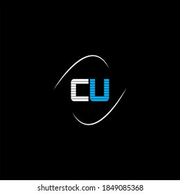 C U letter logo creative design on black color background, cu monogram