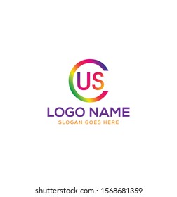 C U S letter colorful logo design template