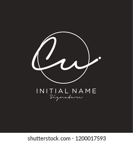 C U Signature initial logo template vector