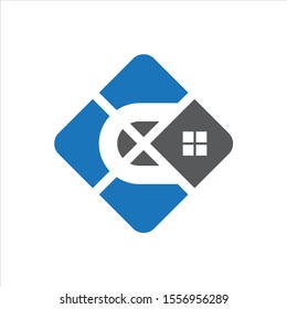 C Unique Home Logo Design With Blue And Black.