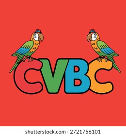 C VB C Ilustración del logotipo del loro Diseño colorido de la marca de las aves de la historieta