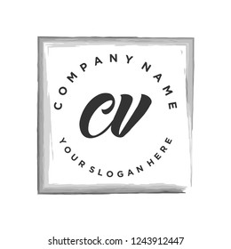 C V Initial handwriting logo vector