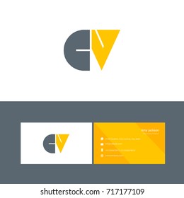 C V joint logo bold letter design with business card template