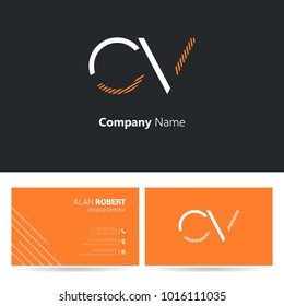C & V joint logo letter design with business card template