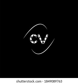 Logo de letra C V diseño creativo sobre fondo de color negro, monograma cv