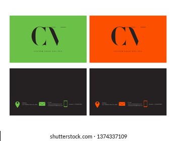 C V letters Joint logo icon with business card vector template.