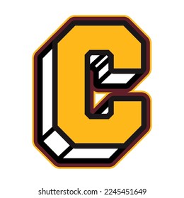 C V44 Typography Patch Streetwear, Urban Design Yellow and Brown Colors Patch Commercial Use