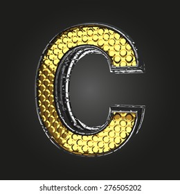 c vector golden and silver letter