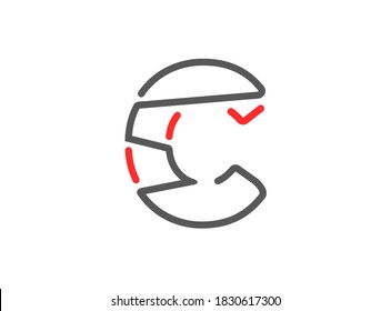 C Vektorbrief, modernes Design. Zeilenstrich, eindeutige Schriftart. Für Poster, Logo, Markenzeichen usw. EPS10-Illustration      