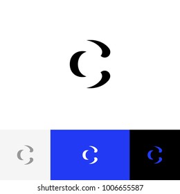 C vector. Minimalism logo, icon, symbol, sign from inversion letter c. Flat logotype design with blue color for company or brand.