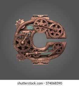 c vector rusted letter with gears