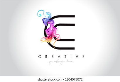 C Vibrant Creative Leter Logo Design with Colorful Smoke Ink Flowing Vector Illustration.