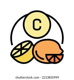 c vitamin citrus  color icon vector. c vitamin citrus  sign. isolated symbol illustration