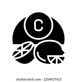 c vitamin citrus  glyph icon vector. c vitamin citrus  sign. isolated symbol illustration