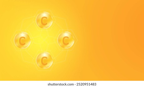 C vitamin concept orange background vector editable.