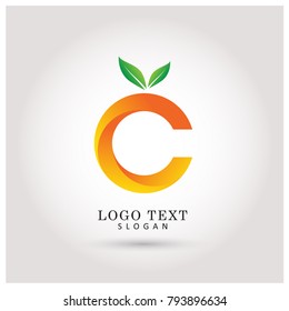 C Vitamin & Orange Logo. Symbol & Icon Vector Template.