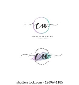 C W CW Initial letter handwriting and  signature logo.