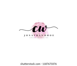 C W CW Initial watercolor logo