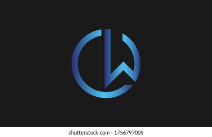 C, W, CW letter logo design template vector illustration icon.