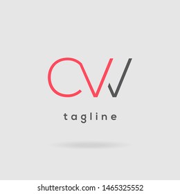 C W Double letter logo design vector template