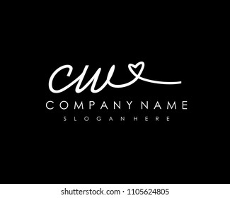 C W Initial handwriting logo vector