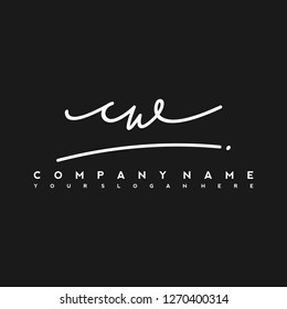 C W Initial handwriting logo vector