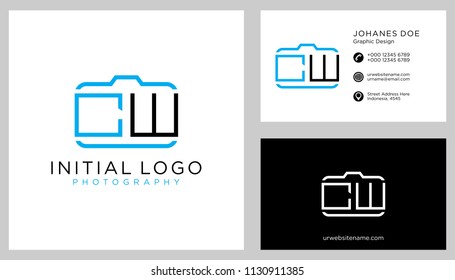 C W initial logo template vector