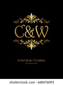 C & W initial wedding logo template vector