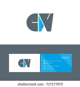 C W joint logo bold letter design with business card template