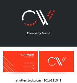 C & W joint logo letter design with business card template