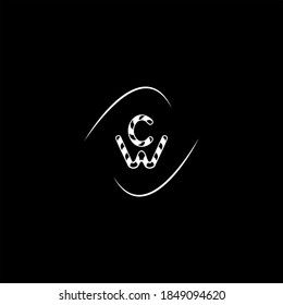 C W-Buchstaben Logo kreatives Design auf schwarzem Hintergrund, cw monogram