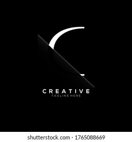 C White Letter Logo Design with Creative Paper Cut