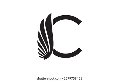 C wings design logo icons element. Initial letter  symbol  