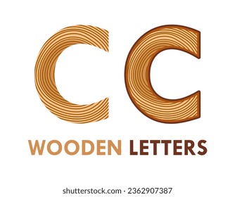 c Wooden letters design logo template illustration