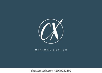 C X CX logo, Initial lettering handwriting or handwritten for identity. Logo with signature and hand drawn style.