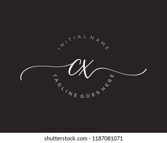 C X Initial handwriting logo vector. Hand lettering for designs